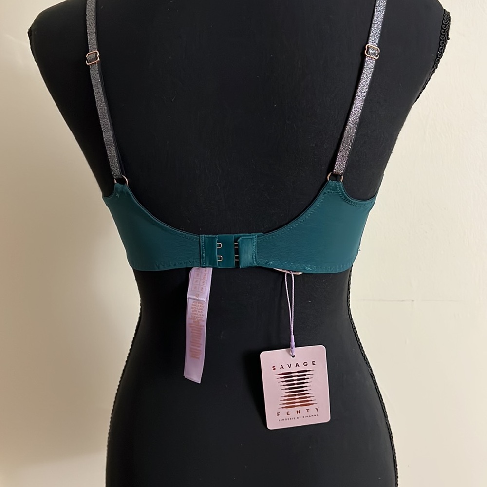 🆕SAVAGE X FENTY Blue Half Cup Plunge Bra - Size: 34C - Picture 9 of 10
